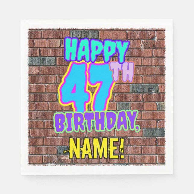 Serviette En Papier 47e Anniversaire ~ Regard amusant inspiré du graff (Devant)