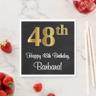 Serviette En Papier 48e anniversaire ~ Elégant Luxueux Faux Gold Look