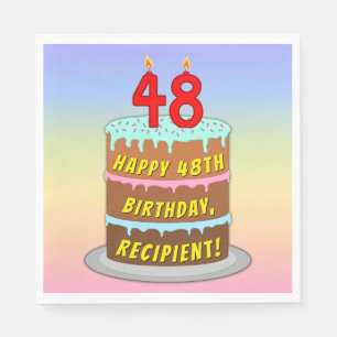 Serviette En Papier 48e anniversaire : Fun Cake and Candles + Nom pers