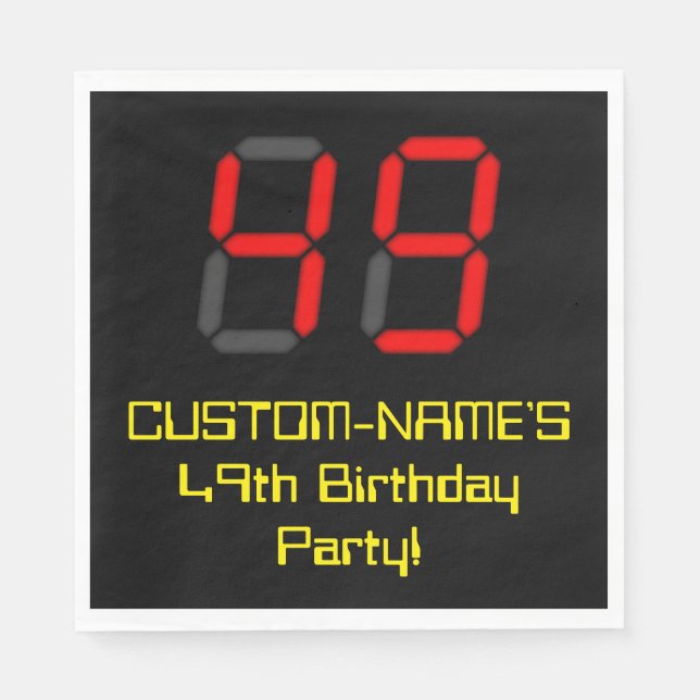 Serviette En Papier 49ème anniversaire : Rouge Digital Horloge Style " (Devant)