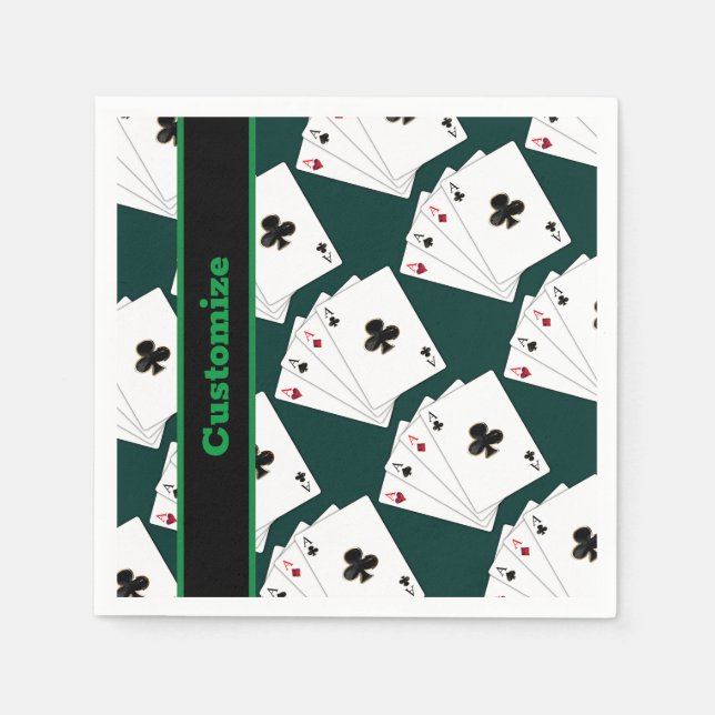 Serviette En Papier 4 As Jouer Cartes Napkins (Devant)