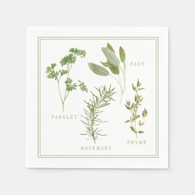 Serviette En Papier 4 HERBES FRAÎCHES Papier à cocktail standard servi (Devant)