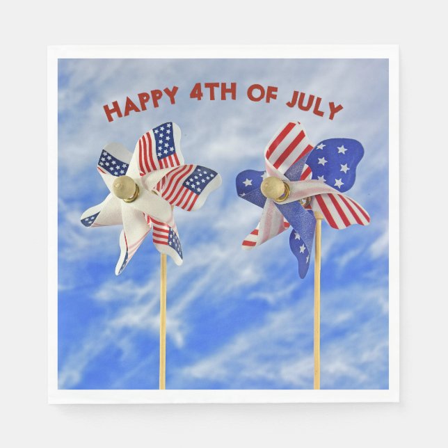Serviette En Papier 4 juillet à roue patriotique (Devant)