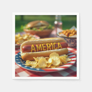 Serviette En Papier 4 juillet américain Hot Dog