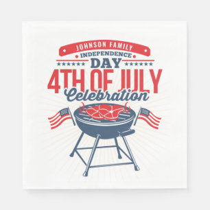 Serviette En Papier 4 JUILLET BBQ Grill Personnalisé Réunion de Famill