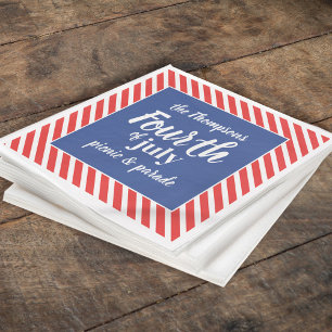 Serviette En Papier 4 juillet Bleu Bleu Bleu Bleu Blancs rayures patri
