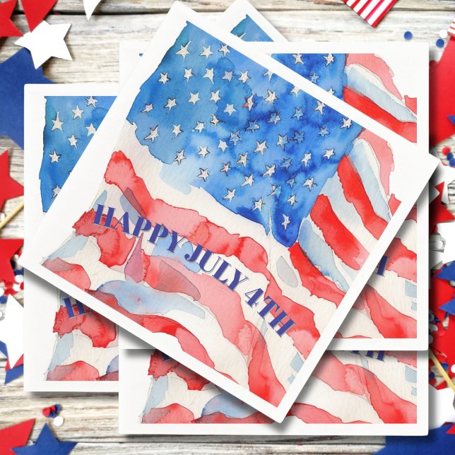 Serviette En Papier 4 juillet Bleu Rouge Blanc (Créateur téléchargé)