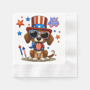 Serviette En Papier 4 juillet chien/chiot mignon, patriotique
