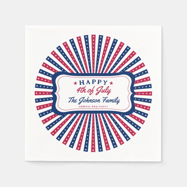Serviette En Papier 4 juillet Custom American Family Summer BBQ Party (Devant)