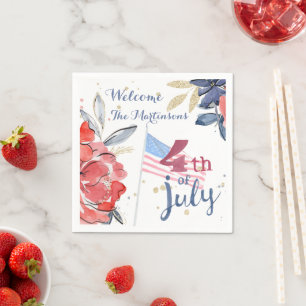 Serviette En Papier 4 juillet Drapeau Personnalisé Fête Élégante