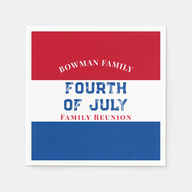 Serviette En Papier 4 juillet Famille Réunion Rouge Bleu Bleu Blanc Pe (Devant)