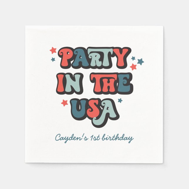 Serviette En Papier 4 juillet Fête d'anniversaire aux USA Invitation (Devant)