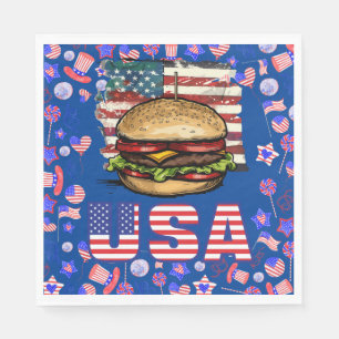 Serviette En Papier 4 juillet Fête de l'Indépendance avec hamburger am