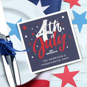 Serviette En Papier 4 juillet Fête de l'Indépendance Rouge Bleu blanc