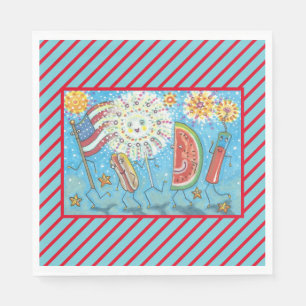 Serviette En Papier 4 juillet GANG, PARADE DE VACANCES PAPIER NAPKINS