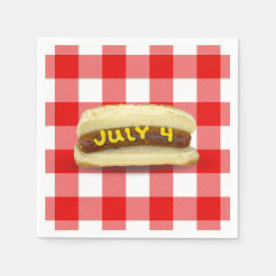 Serviette En Papier 4 juillet hot Dog sur Buffalo Plaid