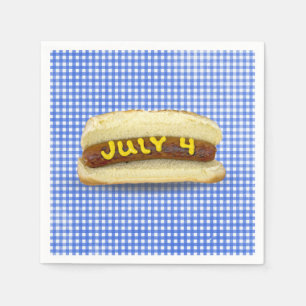 Serviette En Papier 4 juillet Hot Dog sur En vichy serviettes