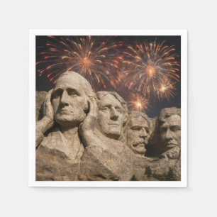 Serviette En Papier 4 juillet humour de Mont Rushmore avec feux d'arti