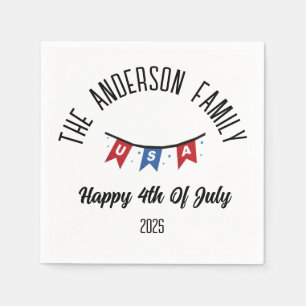 Serviette En Papier 4 juillet Jour de l'Indépendance Nom personnalisé