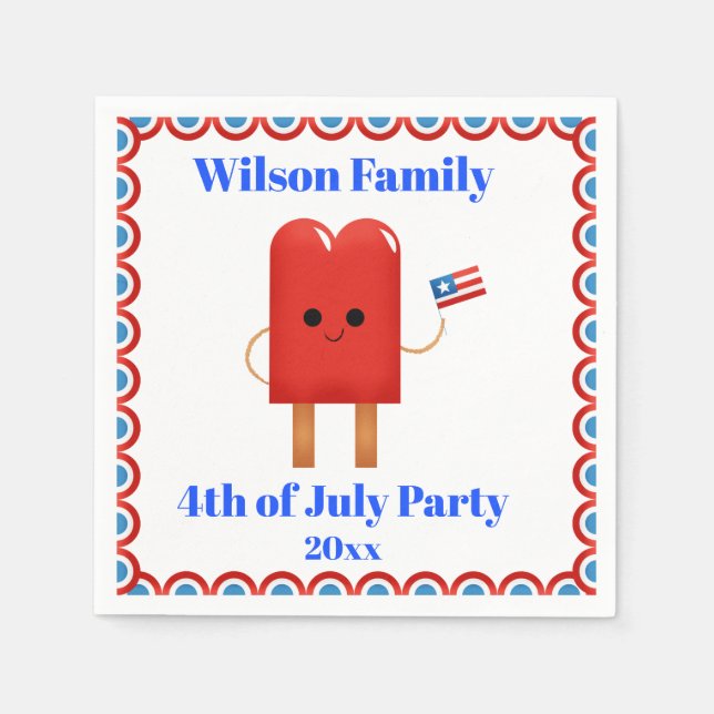 Serviette En Papier 4 juillet Parti Cute Patriotic Popsicle (Devant)