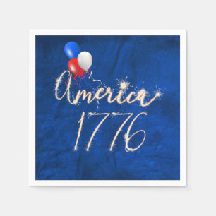 Serviette En Papier 4 juillet Party Sparkler Blue Leather Naples