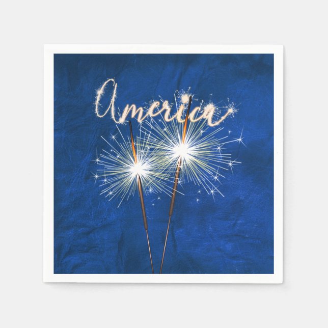 Serviette En Papier 4 juillet Party Sparkler en bleu (Devant)