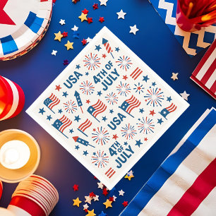 Serviette En Papier 4 juillet patriotique 🇺 🇸   Feux d'artifice, Éto