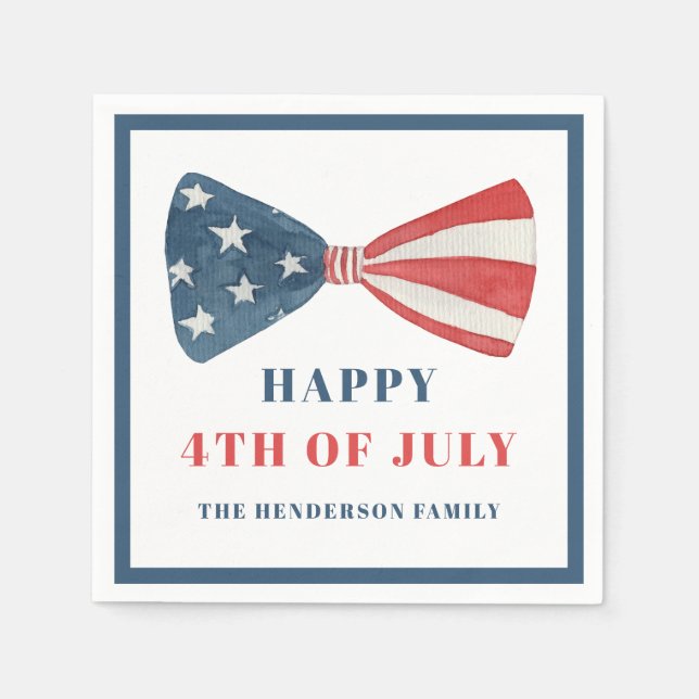 Serviette En Papier 4 juillet Patriotique Rouge, Blanc Et Bleu (Devant)