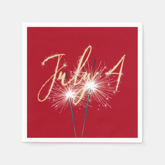 Serviette En Papier 4 juillet rouge (Devant)