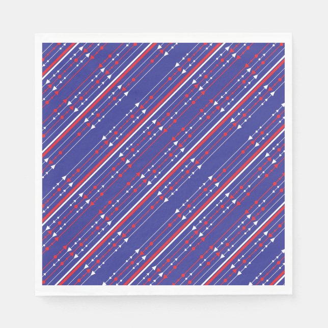 Serviette En Papier 4 juillet Rouge blanc et bleu (Devant)