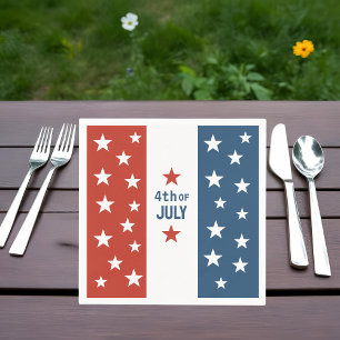 Serviette En Papier 4 juillet rouge, blanc et bleu avec étoiles