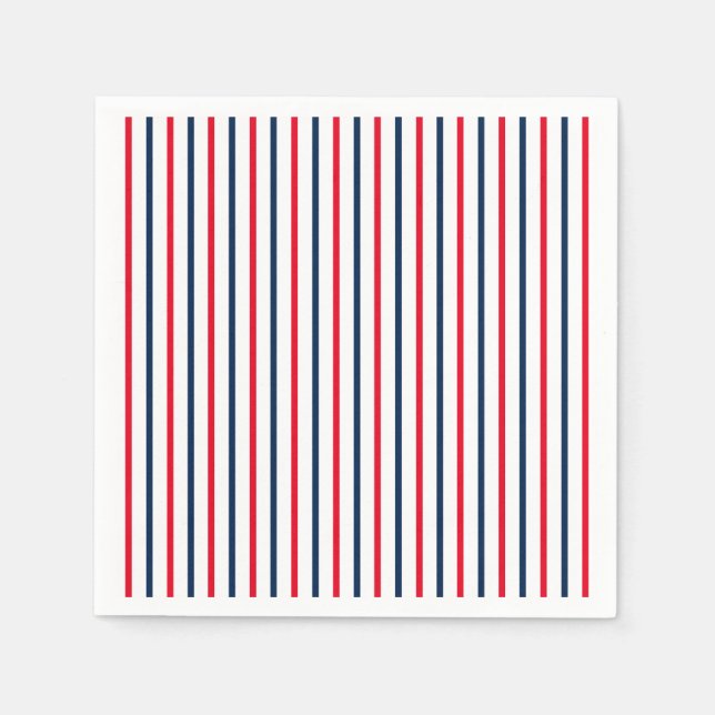Serviette En Papier 4 juillet rouge blanc rayures patriotique (Devant)