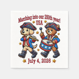 Serviette En Papier 4 juillet USA 250e anniversaire Semiquincentenaire