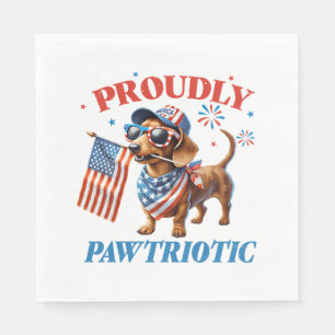 Serviette En Papier 4 juillet USA chien patriotique fièrement