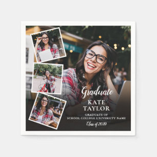 Serviette En Papier 4 Photo Collage Moderne Graduation Party