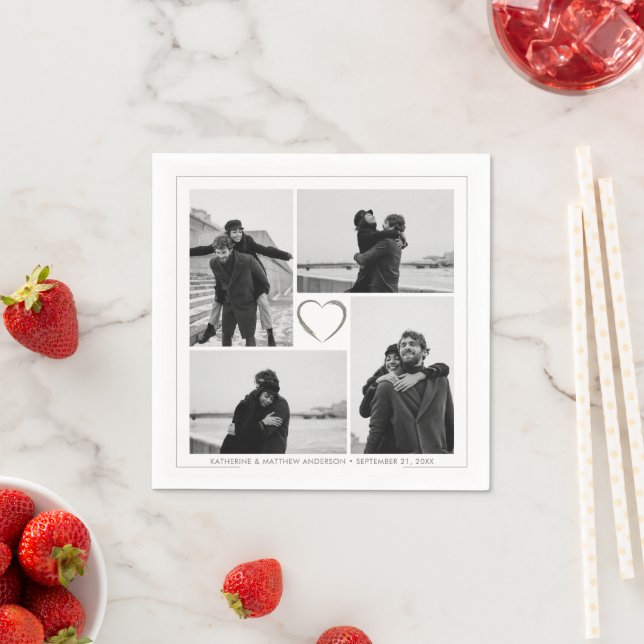 Serviette En Papier 4 photos en collage pour la fête de mariage de la  (En situation)