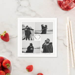 Serviette En Papier 4 photos en collage pour un mariage et une fête de