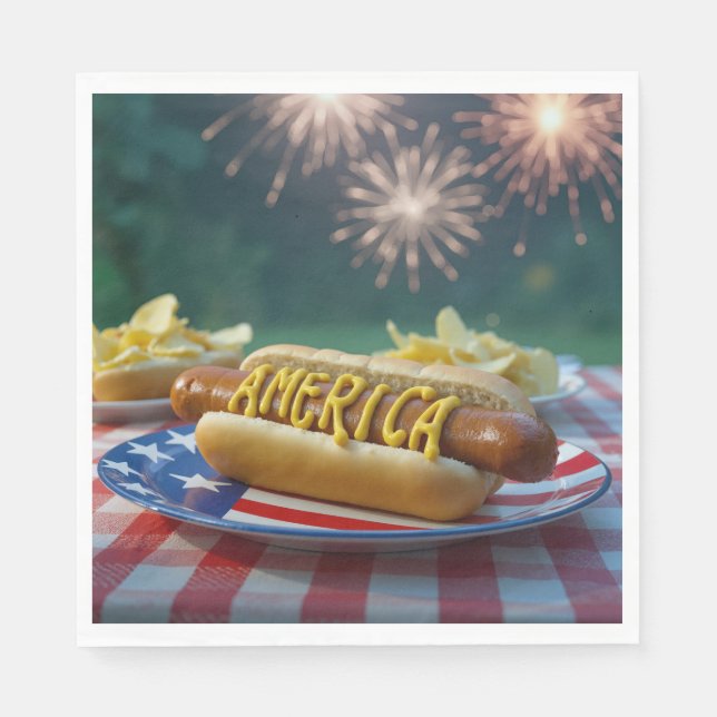 Serviette En Papier 4th of July Picnic With Fireworks (Devant)