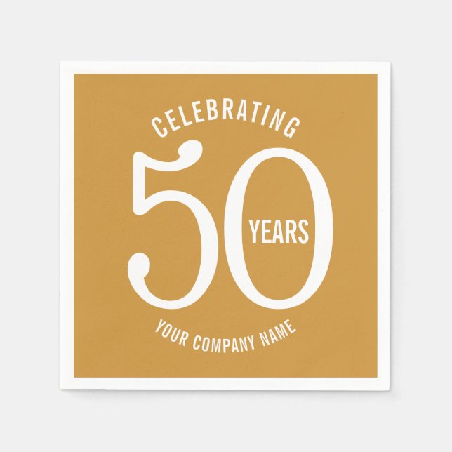 Serviette En Papier 50 ans anniversaire d'entreprise golden (Devant)