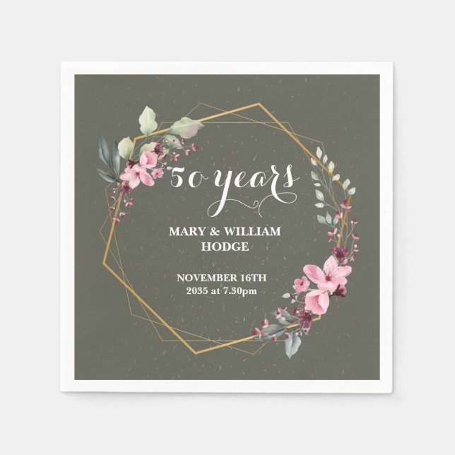 Serviette En Papier "50 ans de l'éternité : un anniversaire à retenir" (Devant)