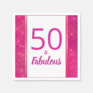 Serviette En Papier 50 ans et fabuleux Hot Pink Glam 50e anniversaire