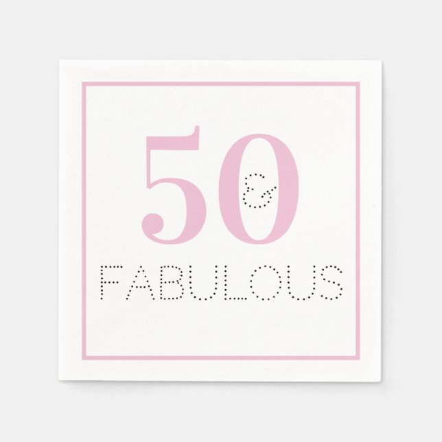 Serviette En Papier 50 et fabuleuse fête d'anniversaire moderne rose (Devant)