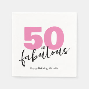 Serviette En Papier 50 et fabuleux 50e anniversaire fête rose