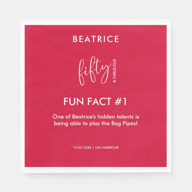 Serviette En Papier 50 et fabuleux 50e anniversaire Fun Fact (Devant)