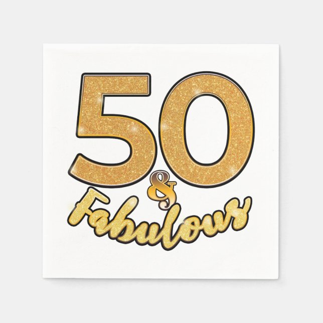 Serviette En Papier 50 et fabuleux 50e Gold Effect Anniversaire (Devant)