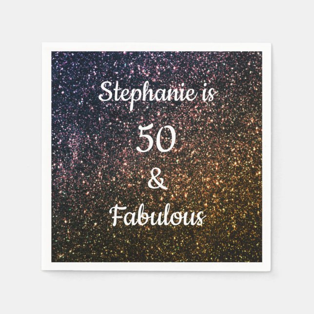 Serviette En Papier 50 Et Fabuleux Anniversaire Gold Black Parties sci (Devant)