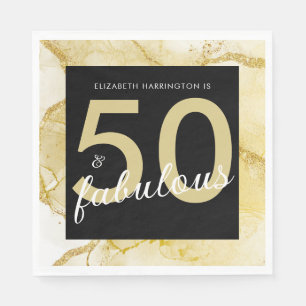 Serviette En Papier 50 Et Fabuleux Anniversaire Noir Or