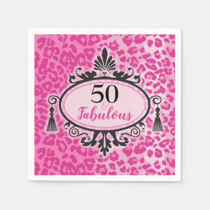 Serviette En Papier 50 et fabuleux Leopard rose 50e Anniversaire servi