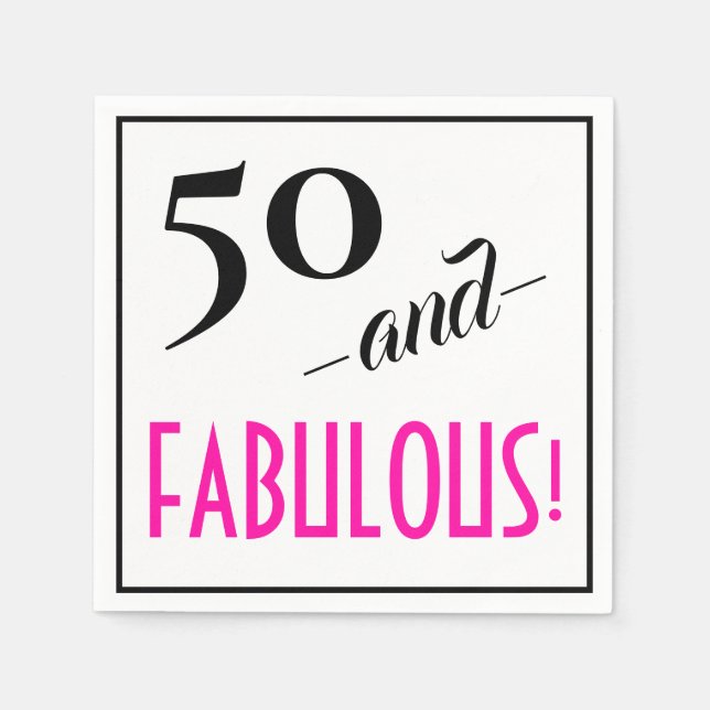 Serviette En Papier 50 et FABULEUX ! Retro 50th Birthday Party Paper (Devant)
