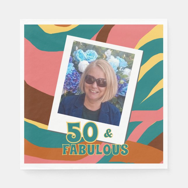 Serviette En Papier 50 et Fabuleux rétro style fête d'anniversaire (Devant)